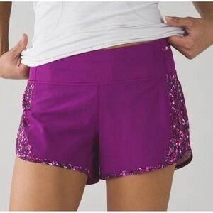 Lululemon Real Quick Short Regal Plum Paradise Camo Multi Size 4 Running Shorts
